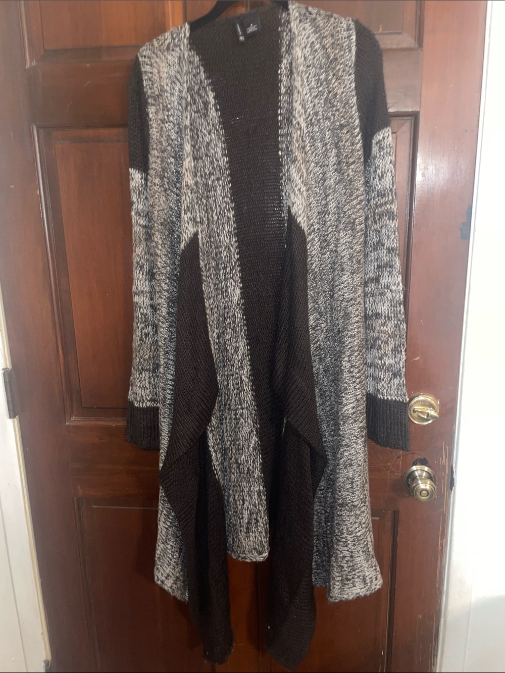 new directions Black and Gray Open-Front Knit Cardigan